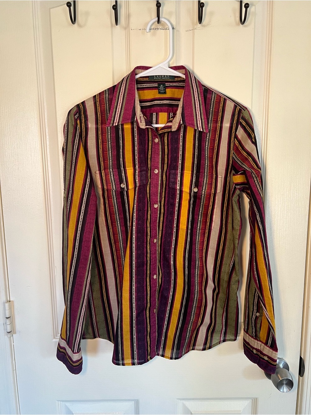 Lauren Ralph Lauren Southwestern Stripe Button Front Shirt Medium